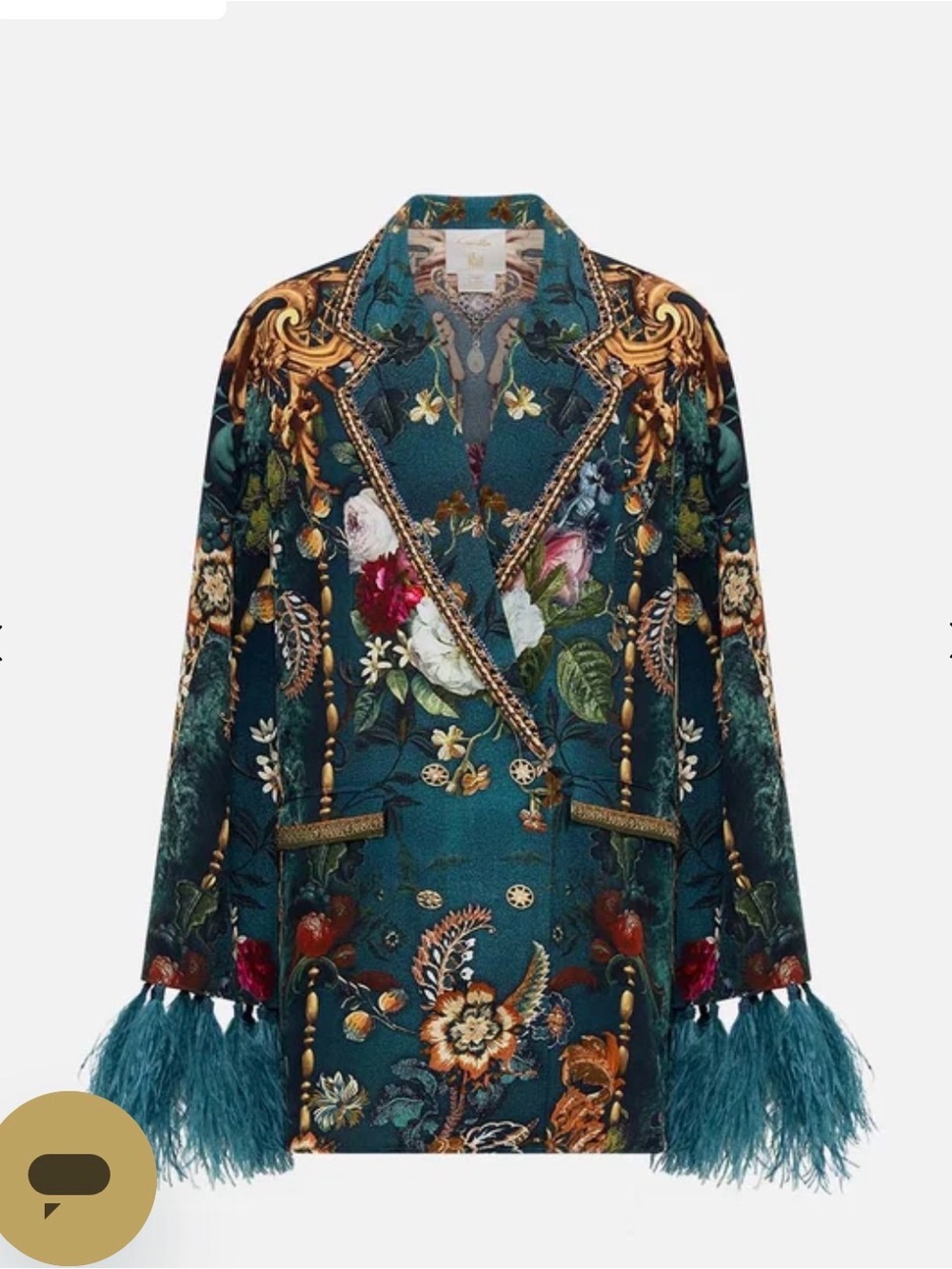 25 NWOT 1300.00 CAMILLA SILK FLARED SLEEVE DOUBLE BREASTED JACKET VERDIS WORLD - Picture 2 of 8